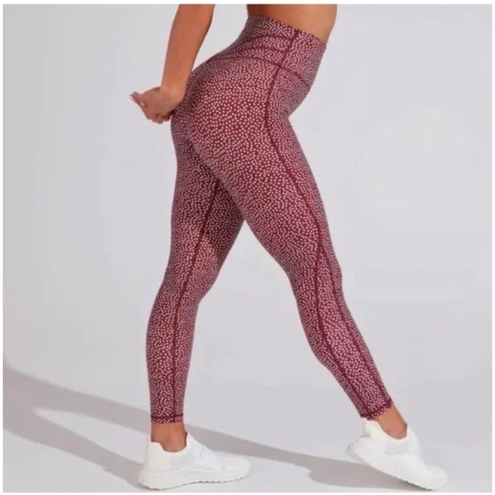 Buffbunny Collection Rosa Pocket Legging Dark Red Micro Dot High Waist XL